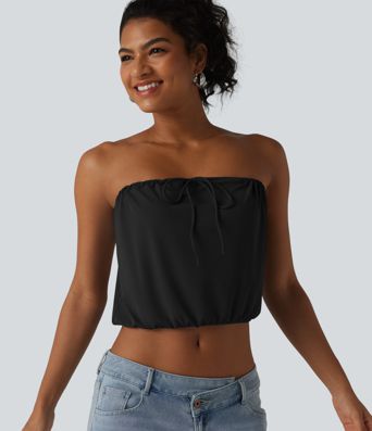 SoftlyZero™ Tube Lace Up Cropped Casual Tank Top-UPF50+ SoftlyZero™ Tube Lace Up Cropped Casual Tank Top-UPF50+