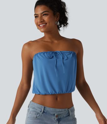 SoftlyZero™ Tube Lace Up Cropped Casual Tank Top-UPF50+
