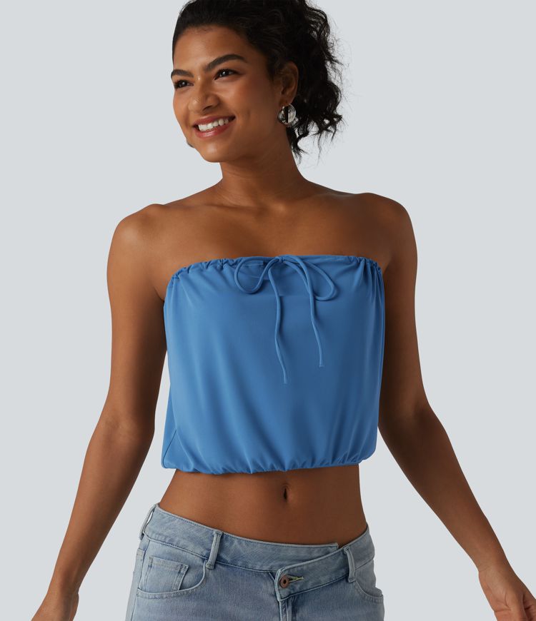 SoftlyZero™ Tube Lace Up Cropped Casual Tank Top-UPF50+