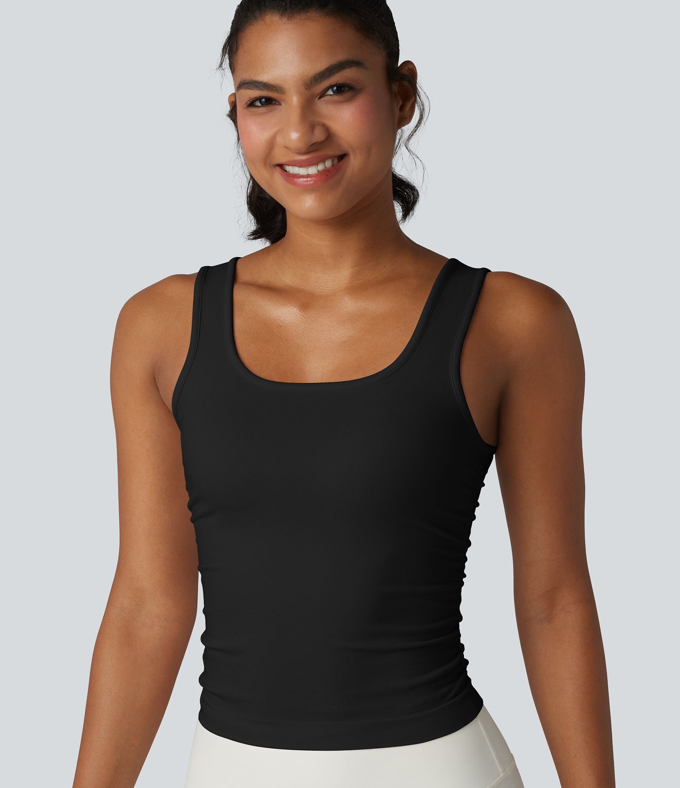 OneForm Seamless Flow Square Neck Ruched Yoga Tank Top