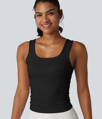 OneForm Seamless Flow Square Neck Ruched Yoga Tank Top