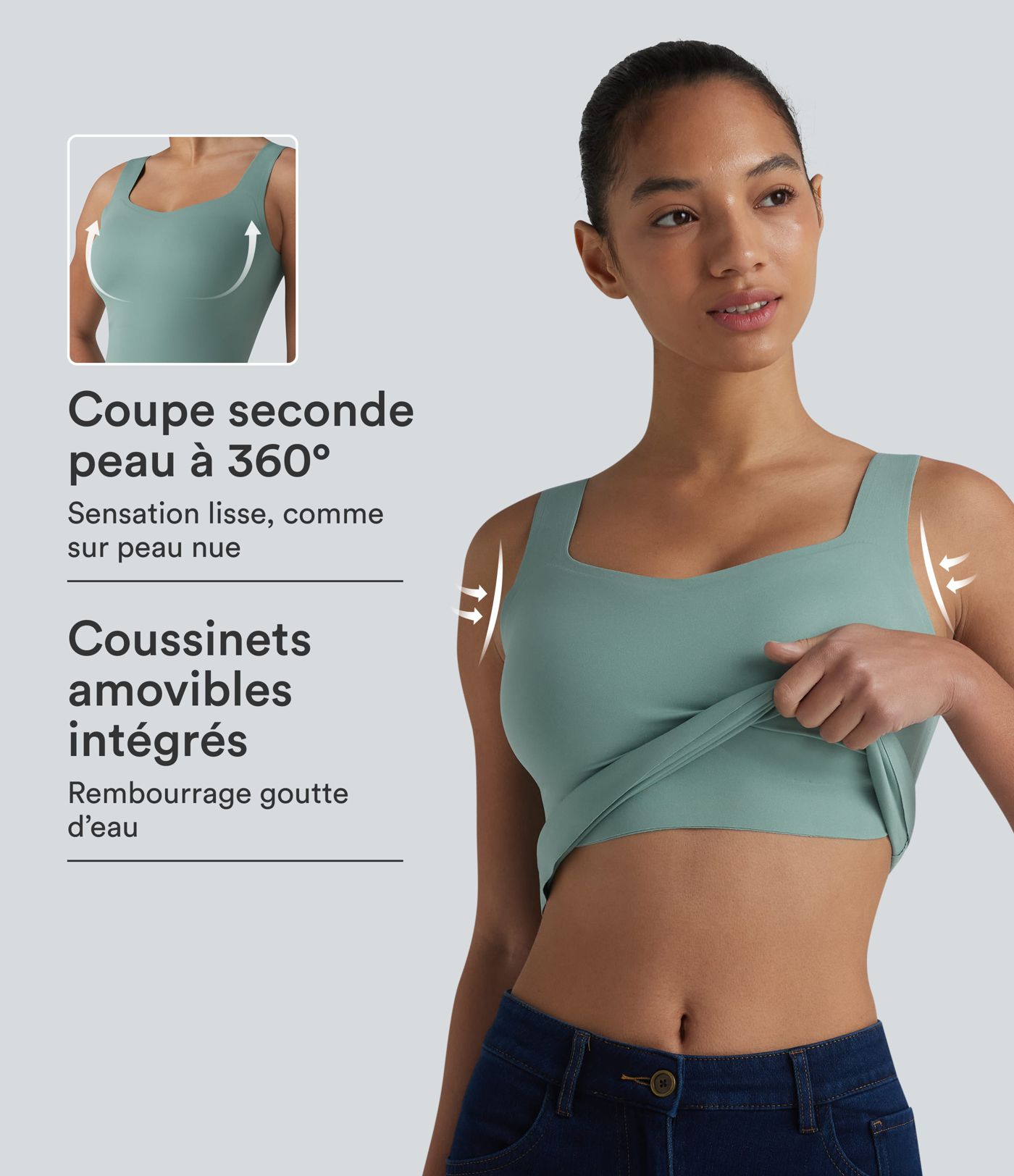 Débardeur casual avec soutien-gorge intégré bonnets B-E Débardeur casual avec soutien-gorge intégré bonnets B-E