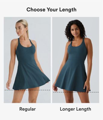 Rückenfreies, 2-in-1-Mini-Barre-Ballett-Tanzkleid mit Rundhalsausschnitt-längere Länge