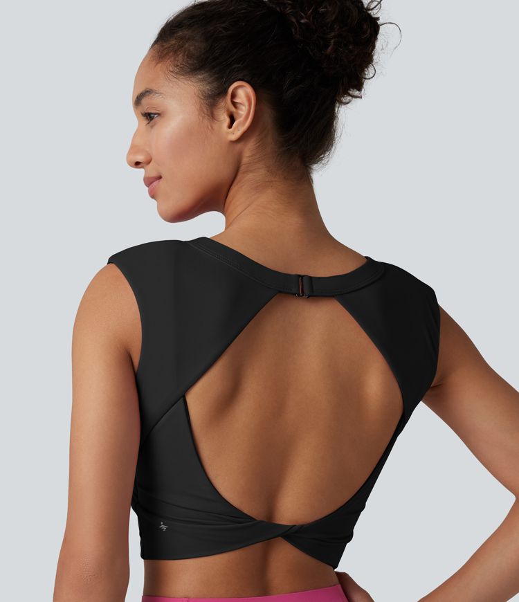 SoftlyZero™ Airy Round Neck Built-in Bra Sleeveless Cool Touch Cropped Yoga Sports Top SoftlyZero™ Airy Round Neck Built-in Bra Sleeveless Cool Touch Cropped Yoga Sports Top