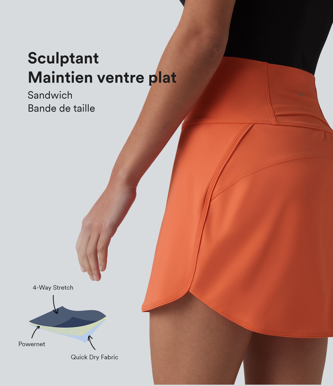 Jupe de golf courte 2-en-1 SoftlyZero™ Airy toucher frais taille ultra haute ventre plat avec ourlet arrondi et poches