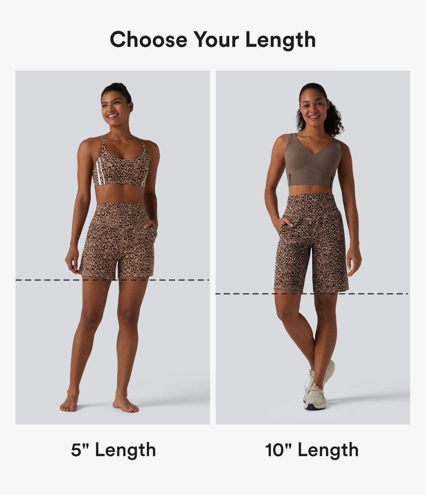 Short de yoga Halara UltraSculpt™ imprimé léopard, taille haute, gainant, jambes droites, 25 cm, avec poches