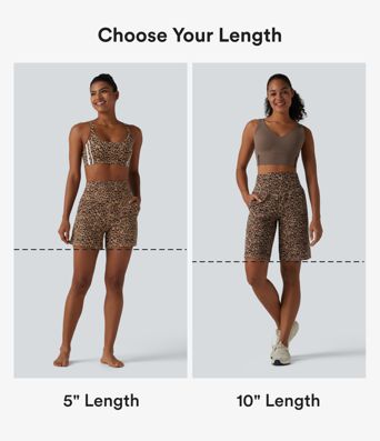 Short de yoga Halara UltraSculpt™ imprimé léopard, taille haute, gainant, jambes droites, 25 cm, avec poches