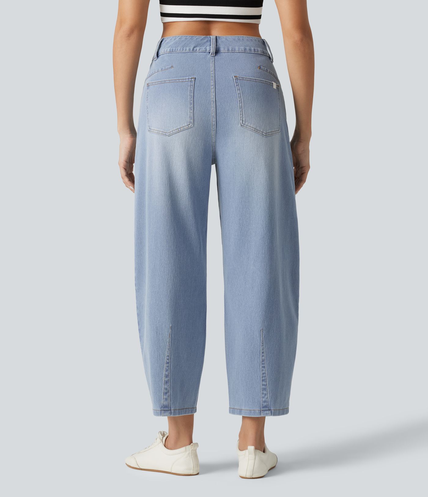 Halara Flex™ Mid Rise Pockets Women Wide Leg Baggy Barrel Leg Casual Denim Jeans