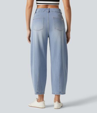 Halara Flex™ Mid Rise Pockets Women Wide Leg Baggy Barrel Leg Casual Denim Jeans