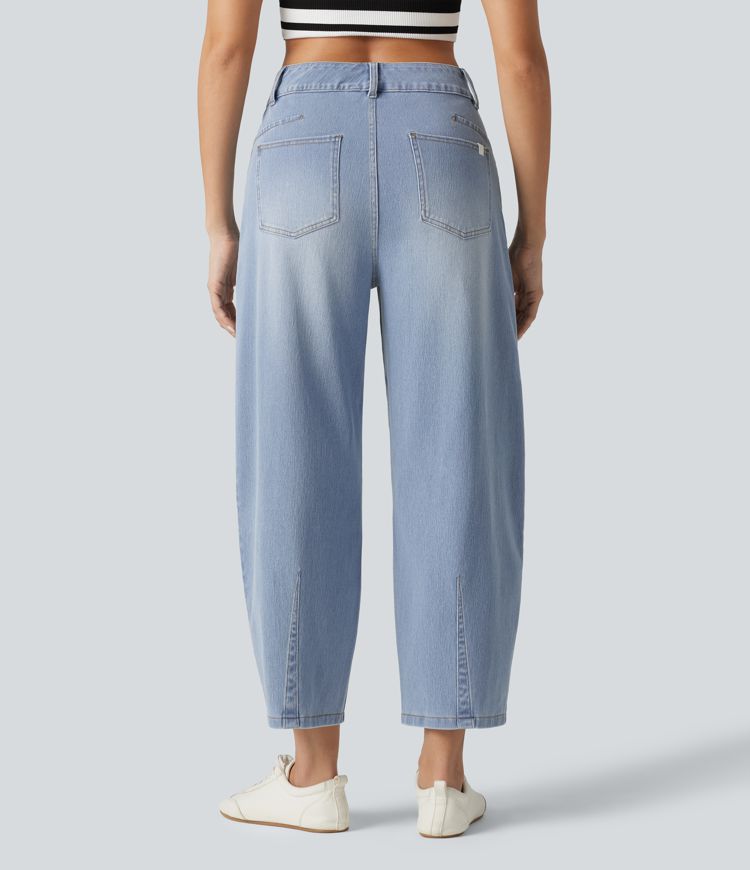 Halara Flex™ Mid Rise Pockets Women Wide Leg Baggy Barrel Leg Casual Denim Jeans