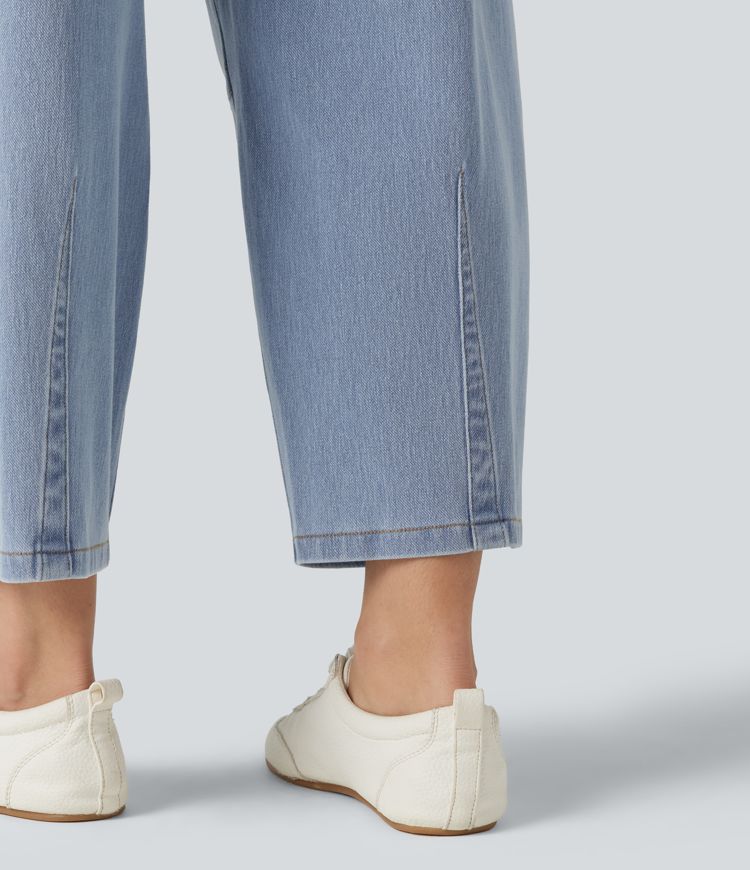 Halara Flex™ Mid Rise Pockets Women Wide Leg Baggy Barrel Leg Casual Denim Jeans