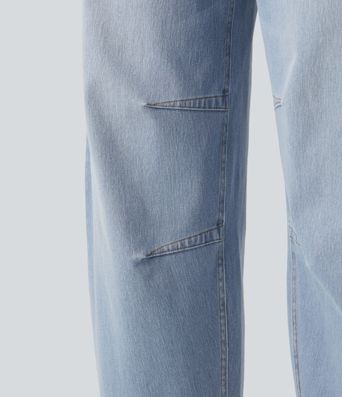 Halara Flex™ Mid Rise Pockets Women Wide Leg Baggy Barrel Leg Casual Denim Jeans