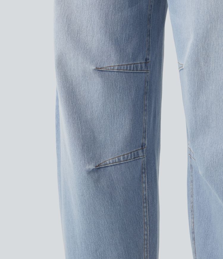 Halara Flex™ Mid Rise Pockets Women Wide Leg Baggy Barrel Leg Casual Denim Jeans