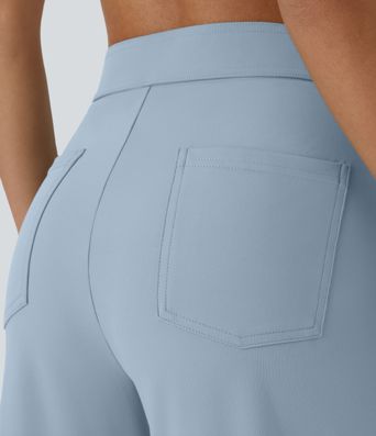 DayStretch High Waisted Pockets Straight Leg Casual Trousers