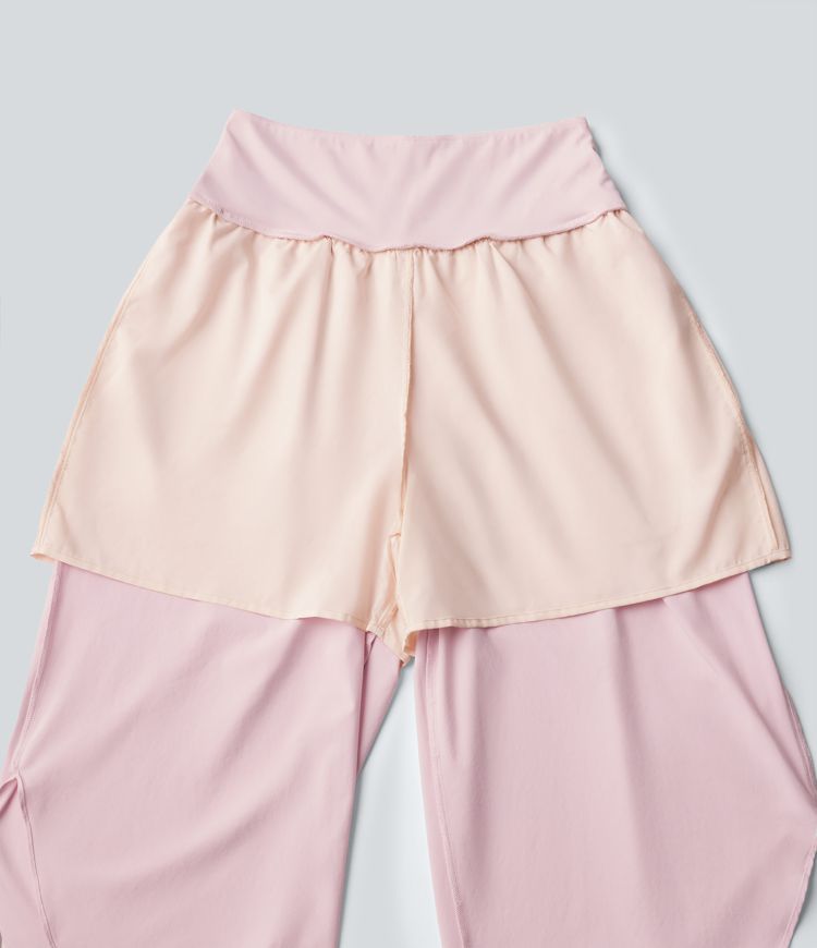 Breezeful™ High Waisted Tummy Control Curved Hem Quick Dry Capri Pants with Pockets