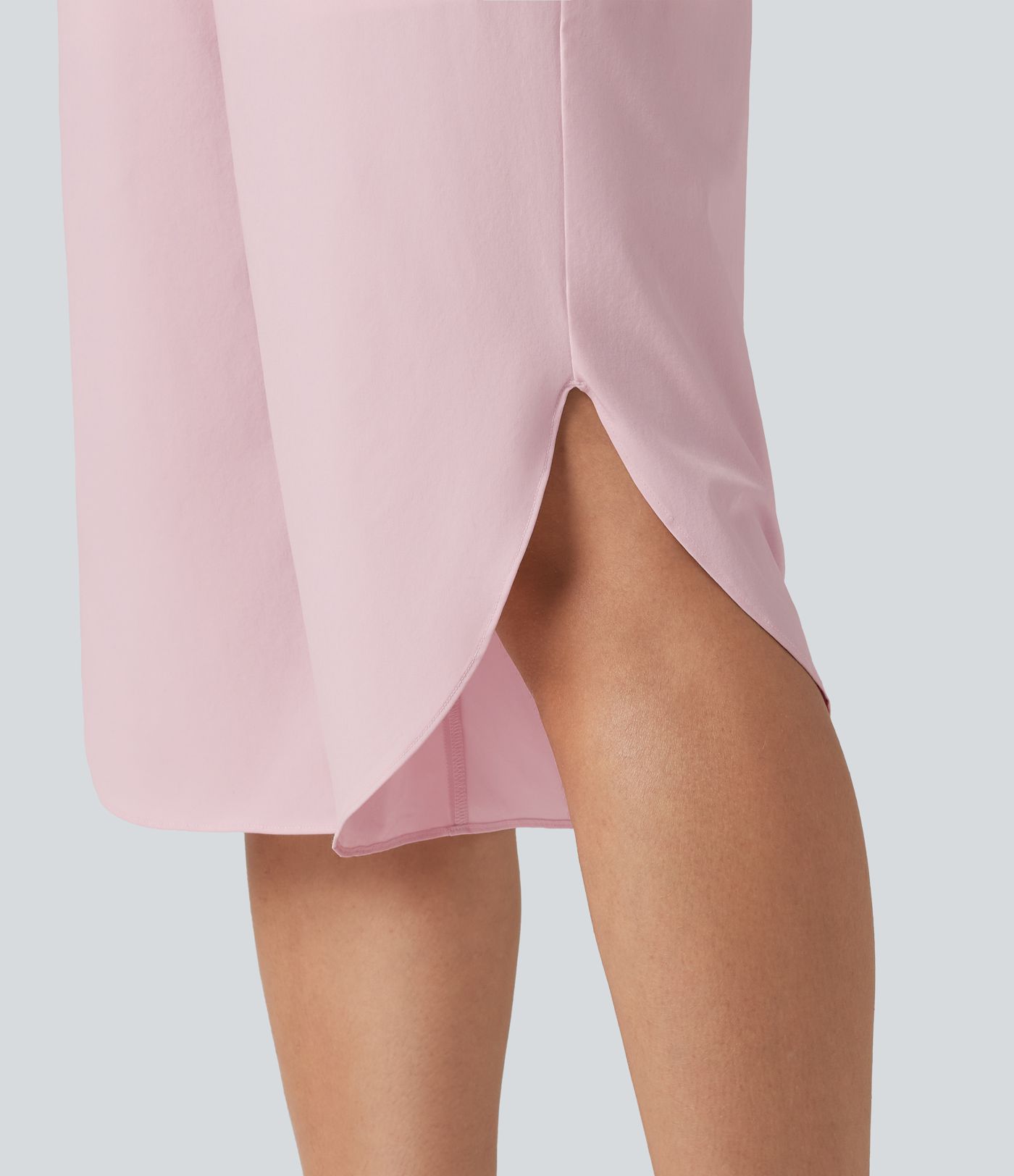 Breezeful™ High Waisted Tummy Control Curved Hem Quick Dry Capri Pants with Pockets