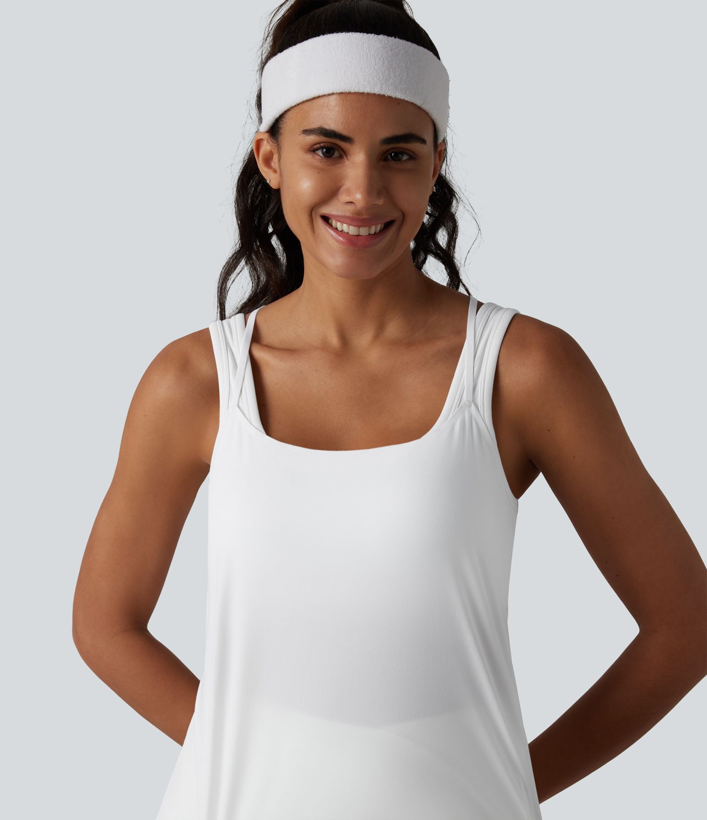 U Neck Racerback Curved Hem Cool Touch Yoga Tank Top