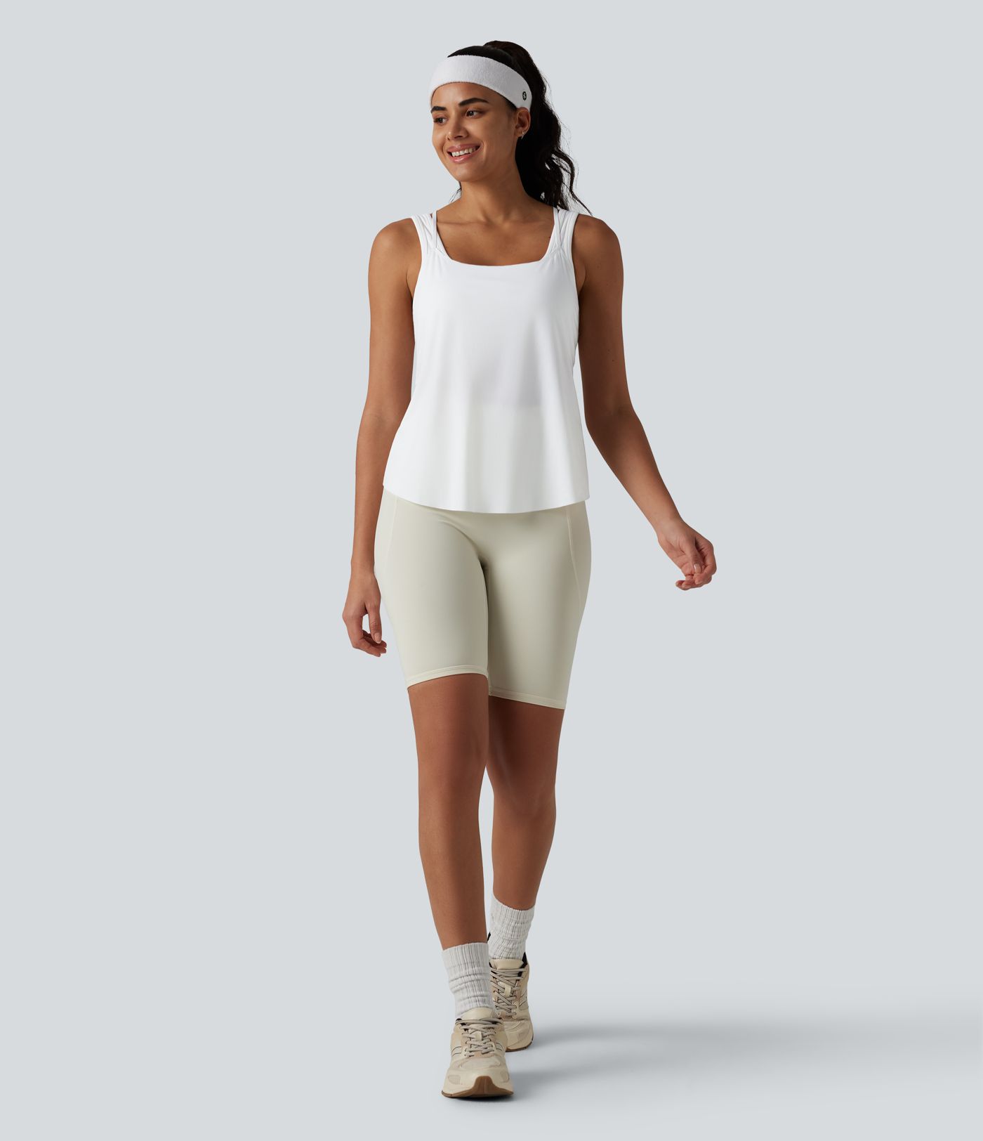 U Neck Racerback Curved Hem Cool Touch Yoga Tank Top