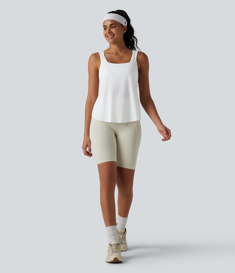U Neck Racerback Curved Hem Cool Touch Yoga Tank Top