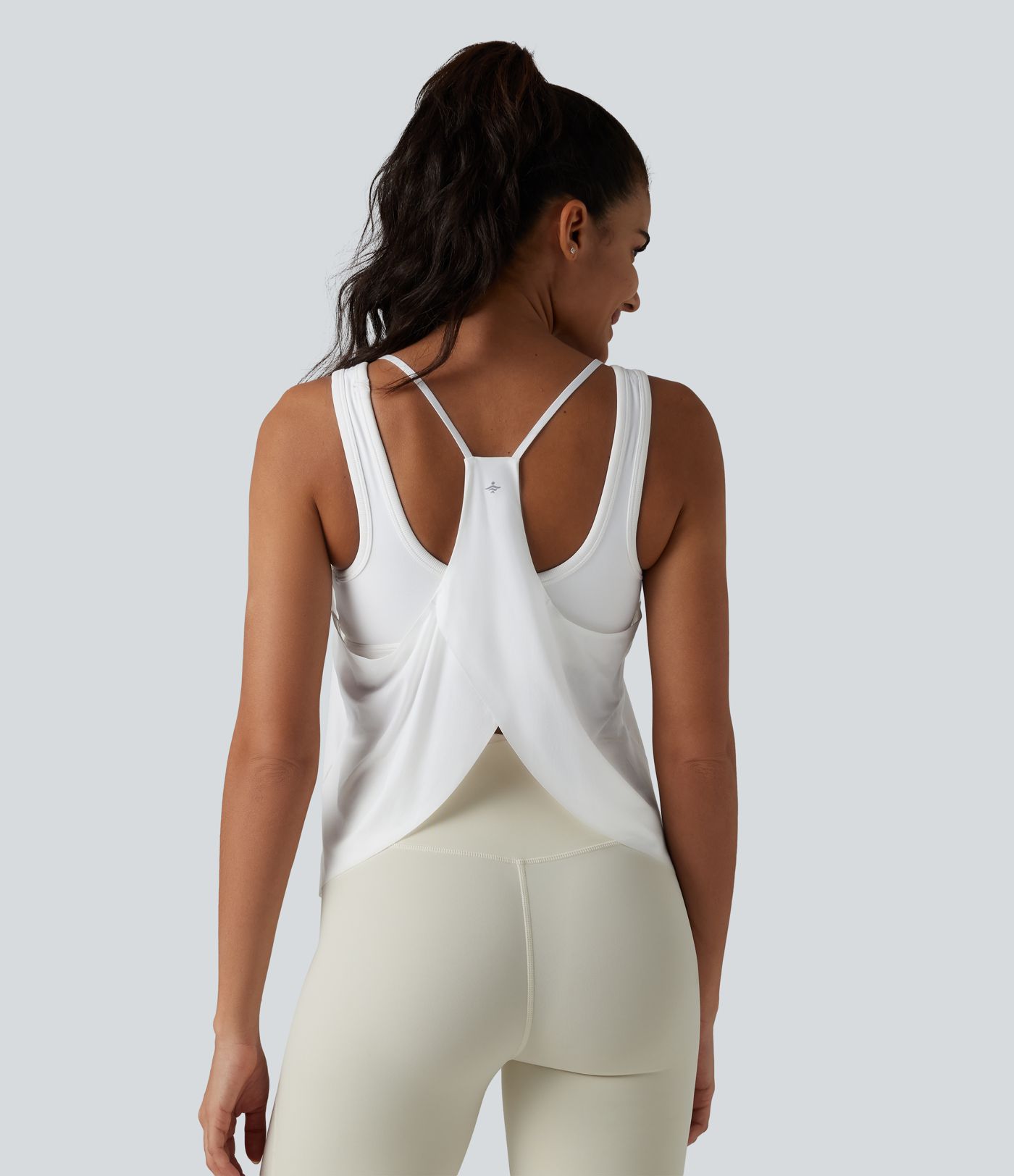 U Neck Racerback Curved Hem Cool Touch Yoga Tank Top