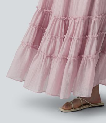 High Waisted Flowy Tiered Maxi Resort Skirt