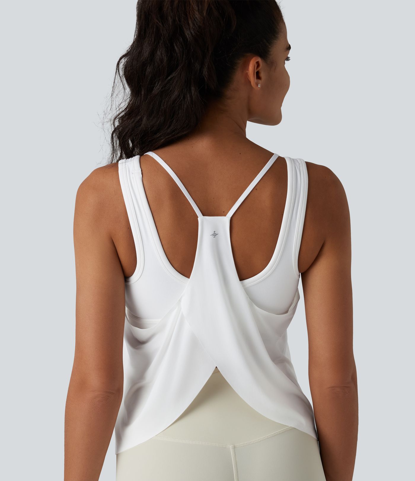 U Neck Racerback Curved Hem Cool Touch Yoga Tank Top