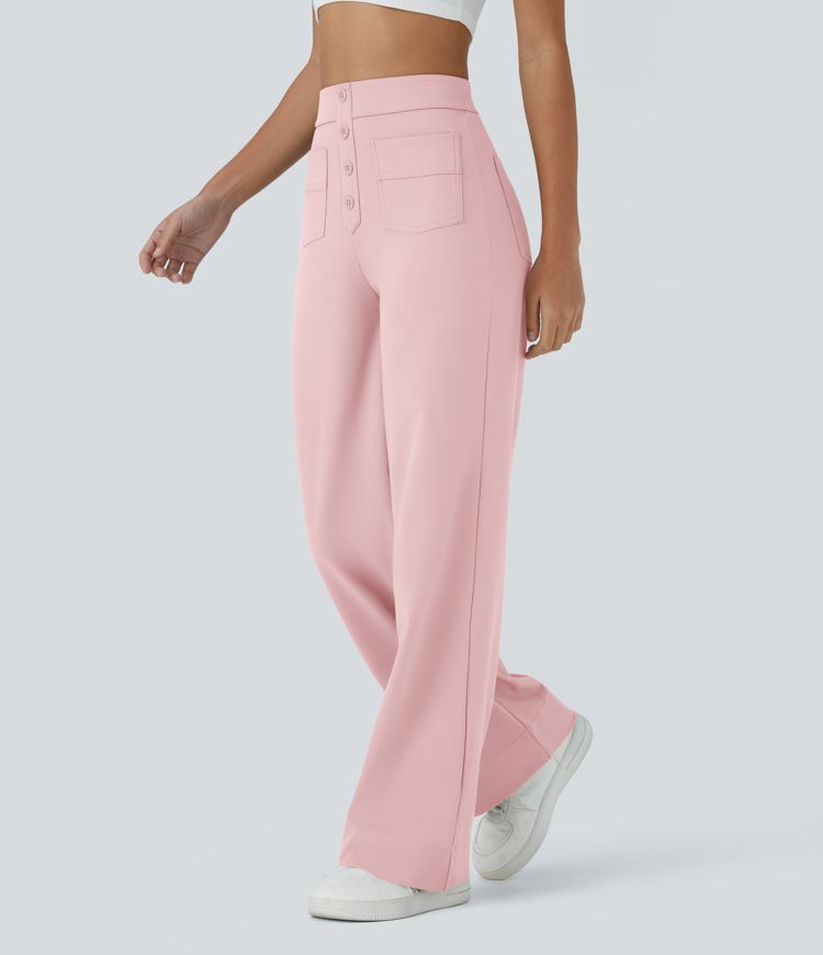 DayStretch High Waisted Pockets Straight Leg Casual Pants