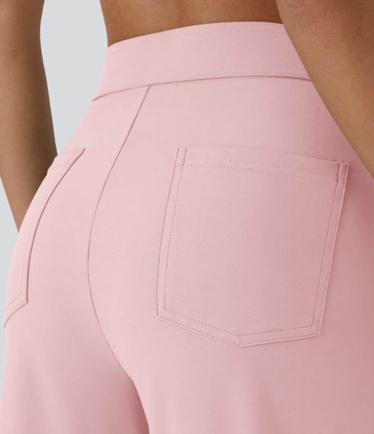 DayStretch High Waisted Pockets Straight Leg Casual Pants