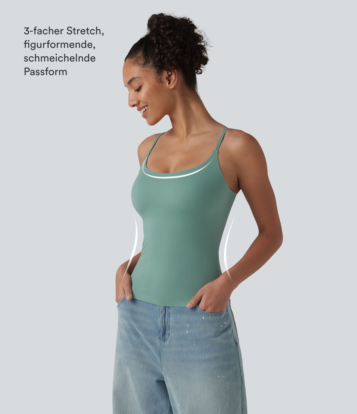 Lässiges Tanktop mit Rundhalsausschnitt und integriertem BH - B-E Cups