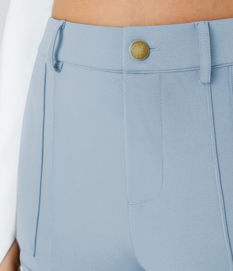 DayStretch High Waisted Zipper Pockets Solid Skinny Hiking Cargo Trousers