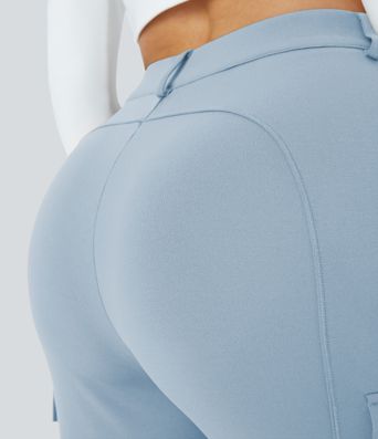 DayStretch High Waisted Zipper Pockets Solid Skinny Hiking Cargo Trousers