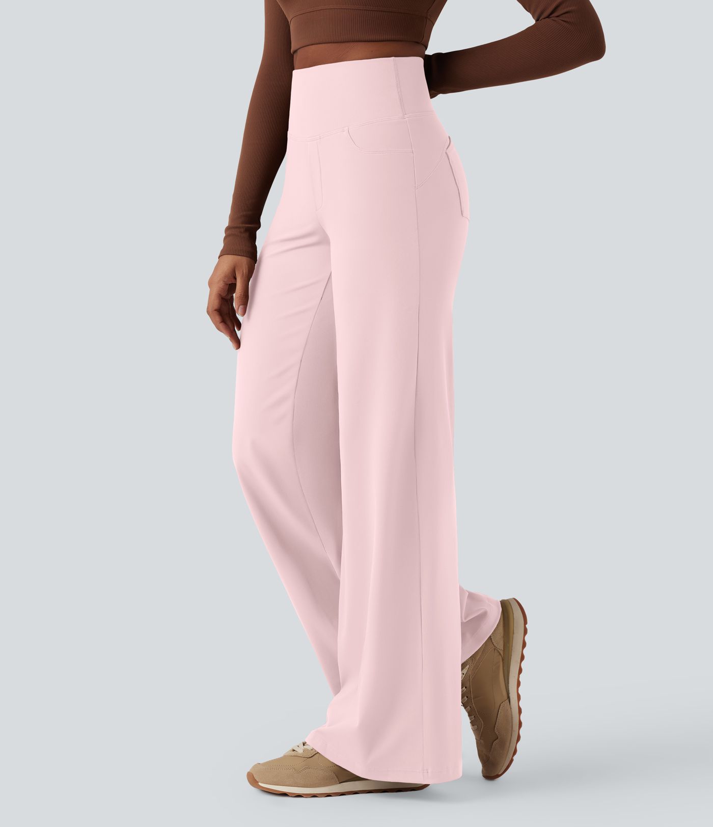 DayStretch High Waisted Tummy Control Wide Leg Yoga Trousers with Pockets