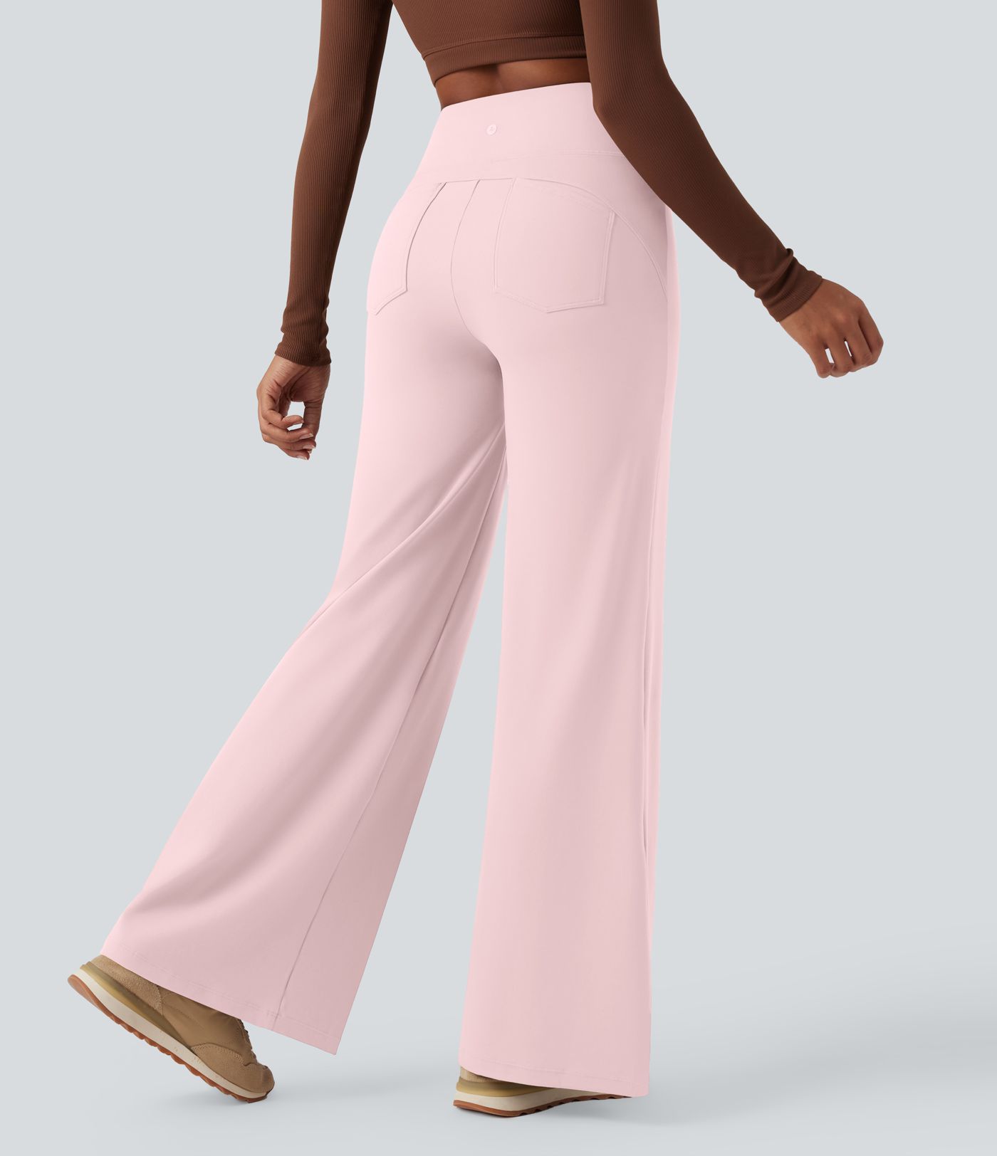 DayStretch High Waisted Tummy Control Wide Leg Yoga Trousers with Pockets