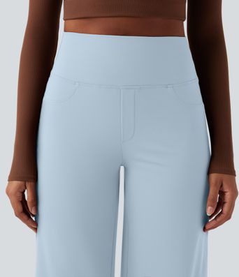 DayStretch High Waisted Tummy Control Wide Leg Yoga Trousers with Pockets