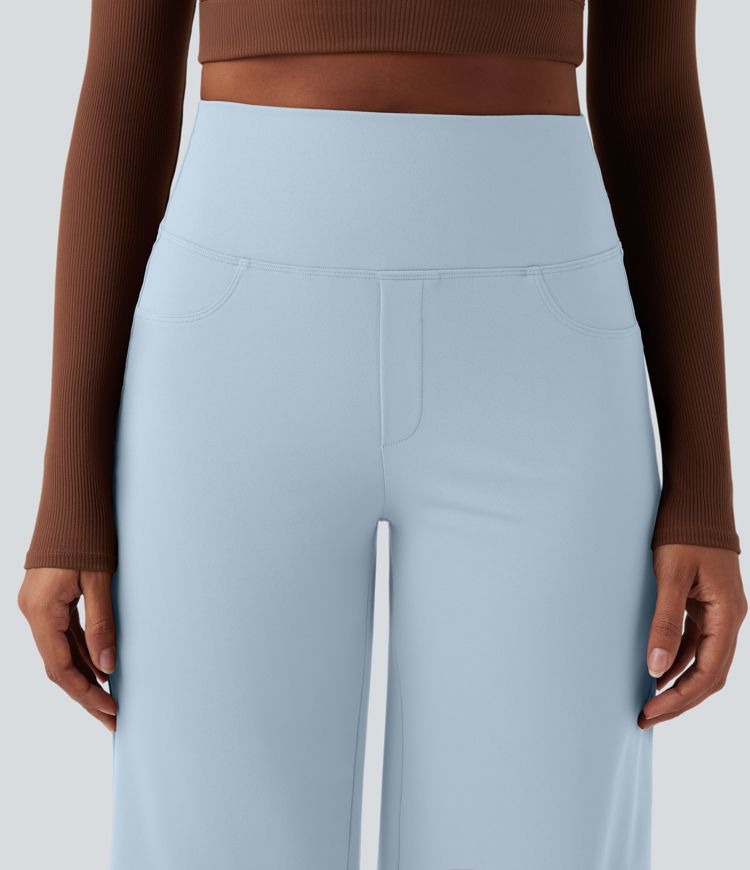 DayStretch High Waisted Tummy Control Wide Leg Yoga Trousers with Pockets