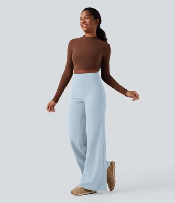 DayStretch High Waisted Tummy Control Wide Leg Yoga Trousers with Pockets