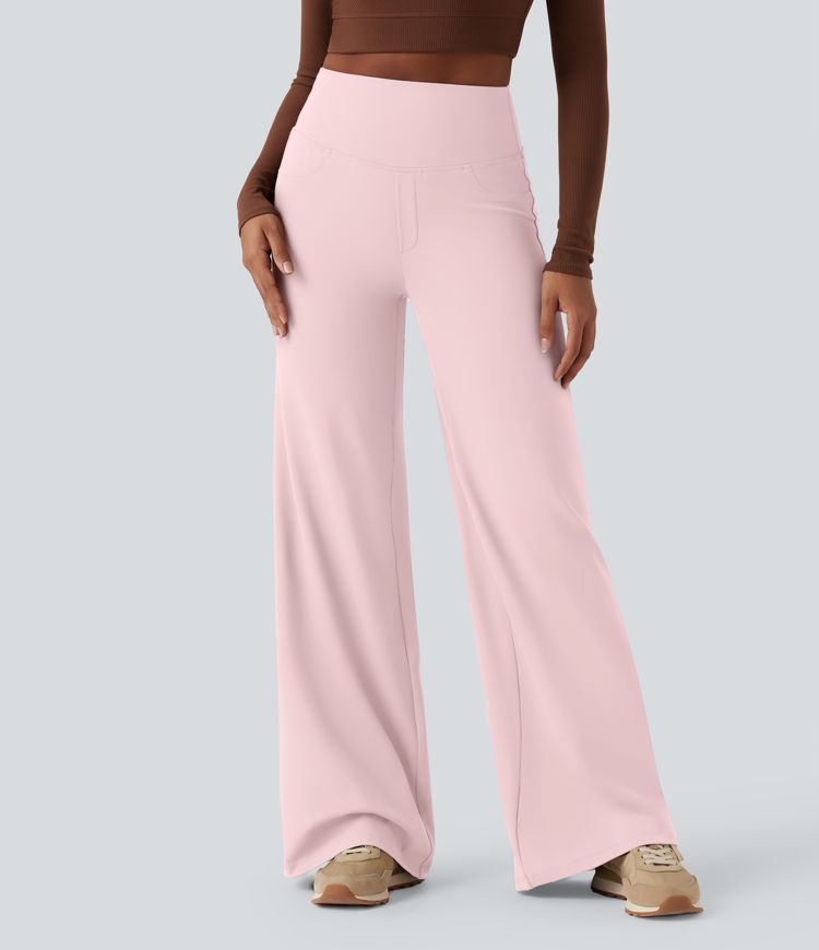 DayStretch High Waisted Tummy Control Wide Leg Yoga Trousers with Pockets