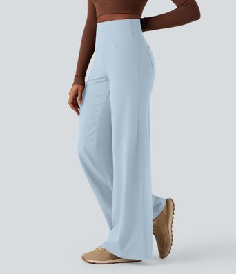 DayStretch High Waisted Tummy Control Wide Leg Yoga Trousers with Pockets