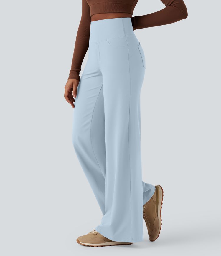 DayStretch High Waisted Tummy Control Wide Leg Yoga Trousers with Pockets