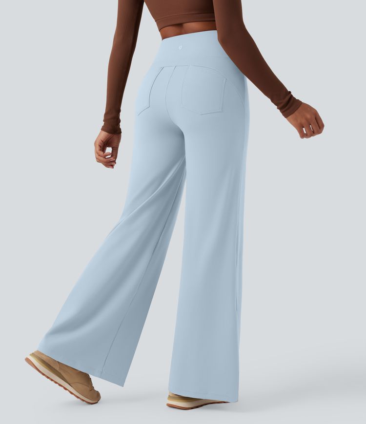 DayStretch High Waisted Tummy Control Wide Leg Yoga Trousers with Pockets