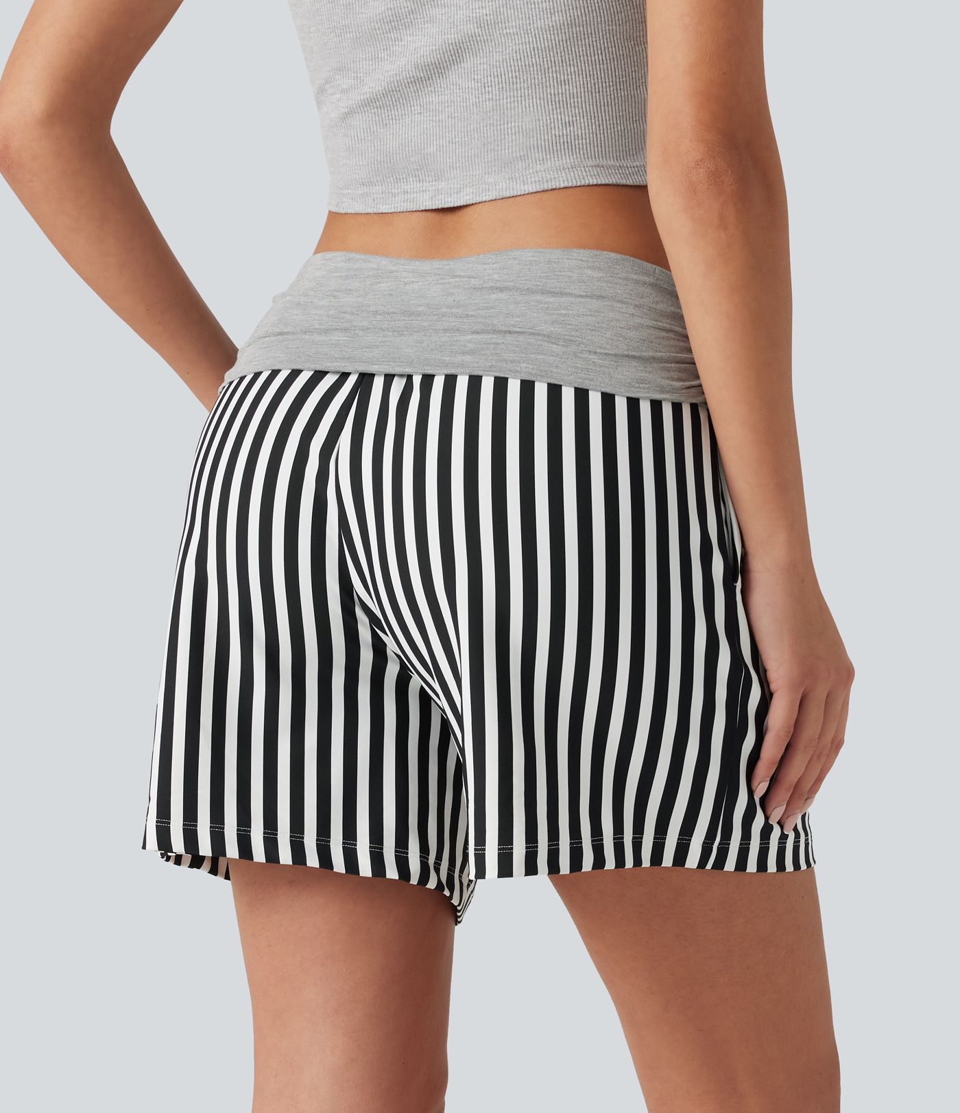 Low Rise Ruched Stripes Resort Baggy Shorts with Pockets