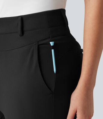 High Waisted Herringbone Golf Skinny Trousers with Pockets