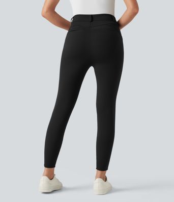 High Waisted Herringbone Golf Skinny Trousers with Pockets
