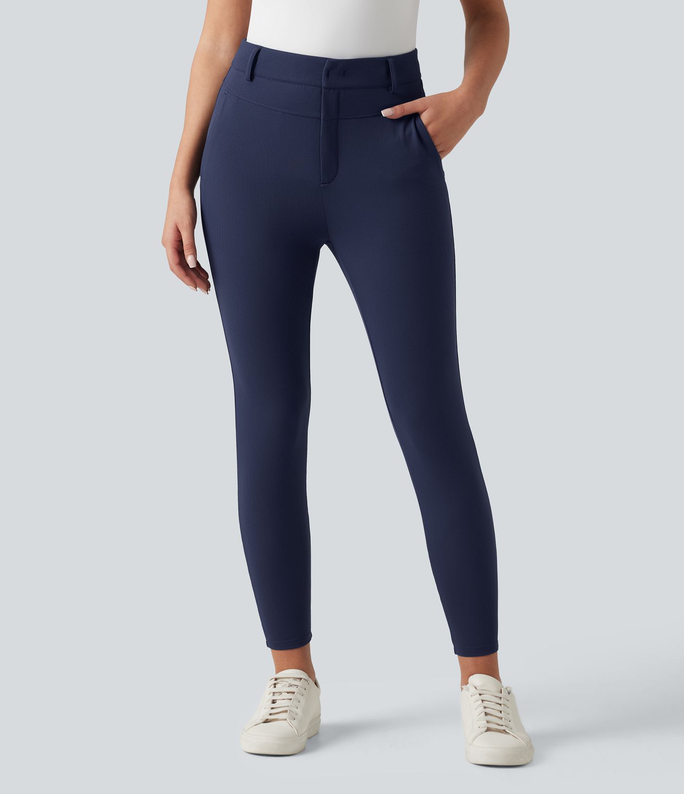 Pantalon skinny taille haute à chevrons pour le golf avec poches