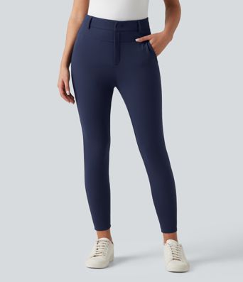 Pantalon skinny taille haute à chevrons pour le golf avec poches
