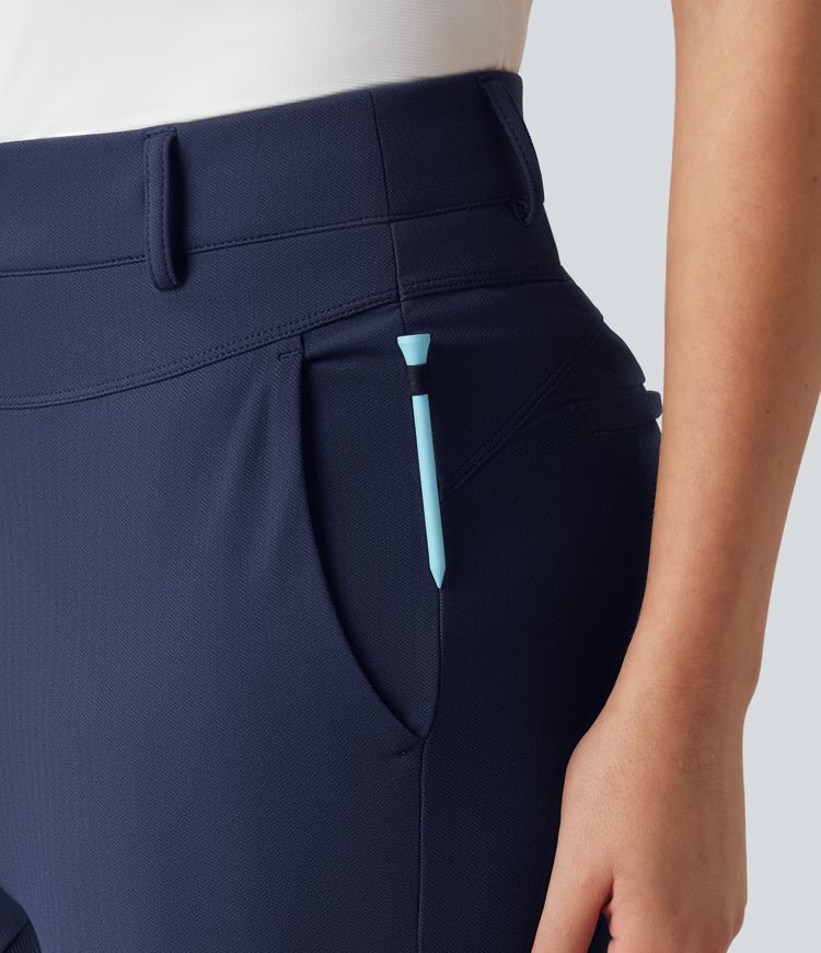 Pantalon skinny taille haute à chevrons pour le golf avec poches