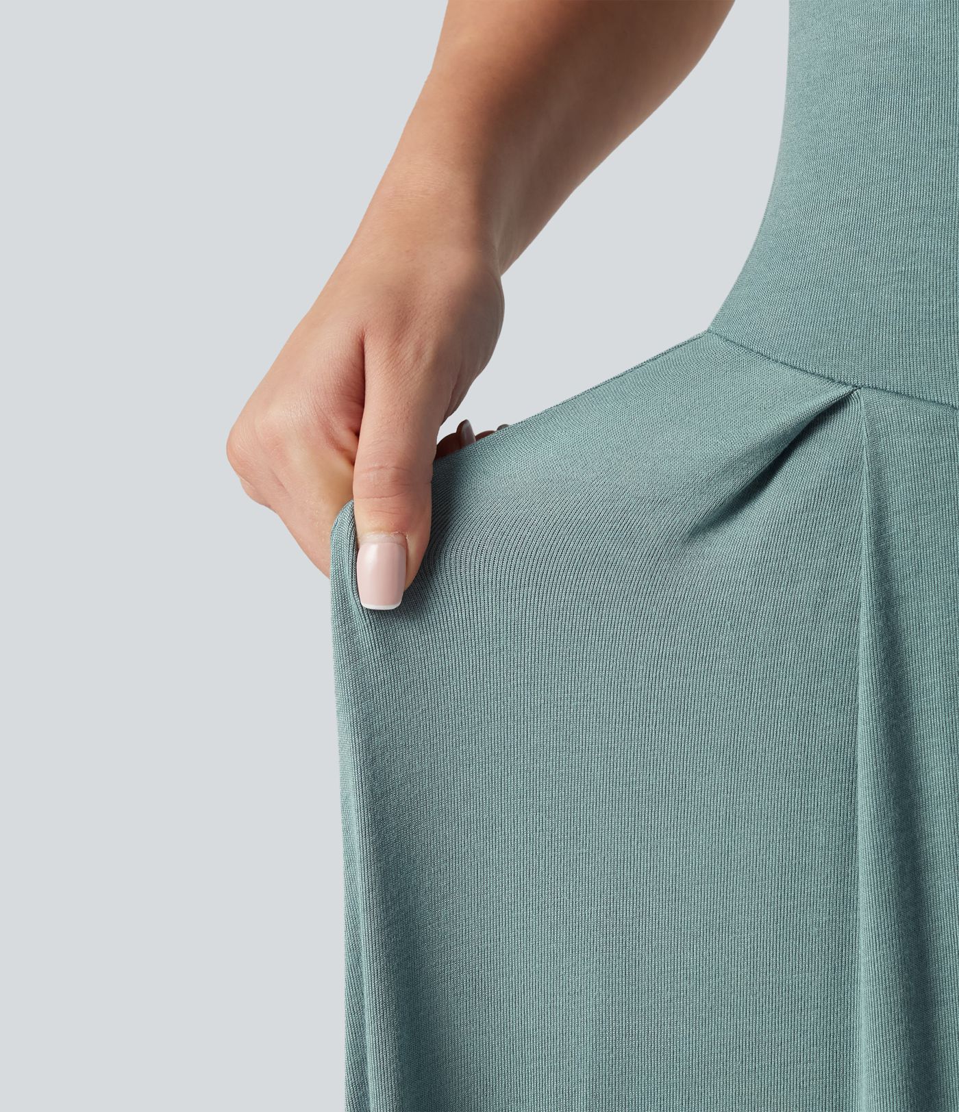 Ribbed Off Shoulder Tummy Control Midi Casual Flowy Dress