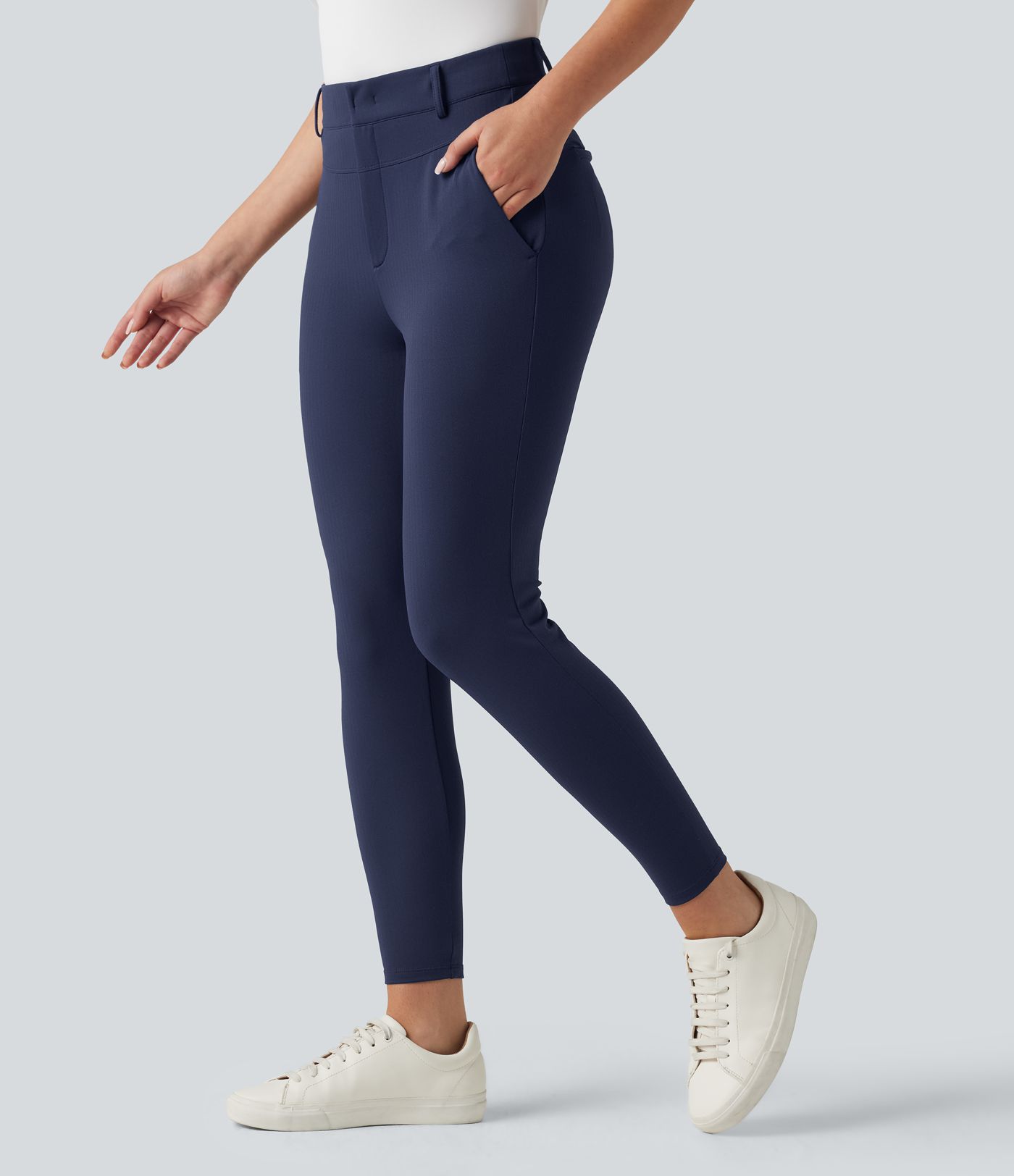 Pantalon skinny taille haute à chevrons pour le golf avec poches
