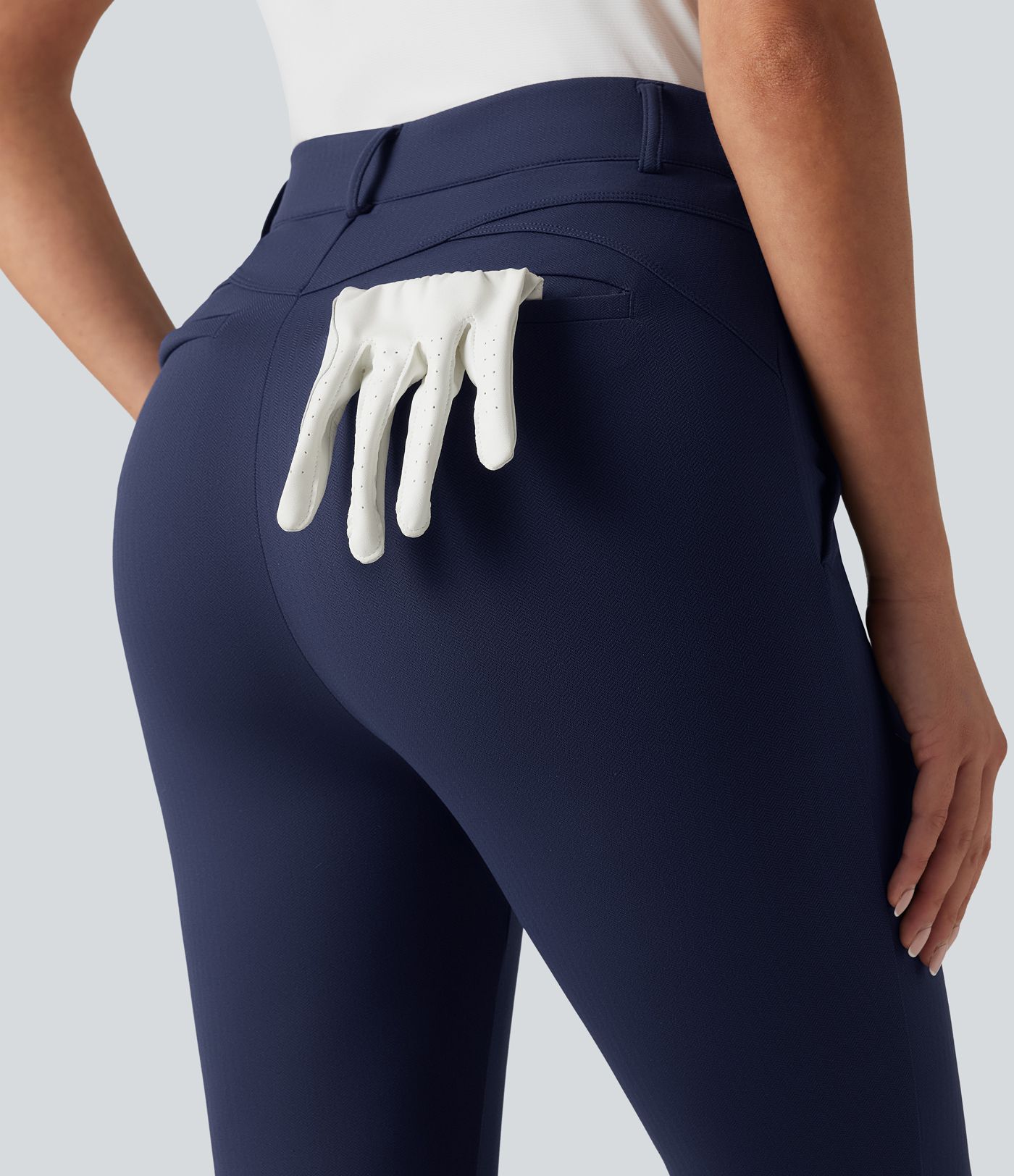 Pantalon skinny taille haute à chevrons pour le golf avec poches