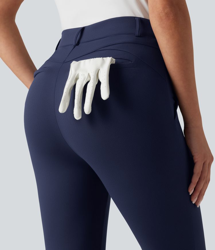 Pantalon skinny taille haute à chevrons pour le golf avec poches
